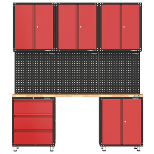 9 Pieces Metal Garage Workbench And Storage Cabinet System